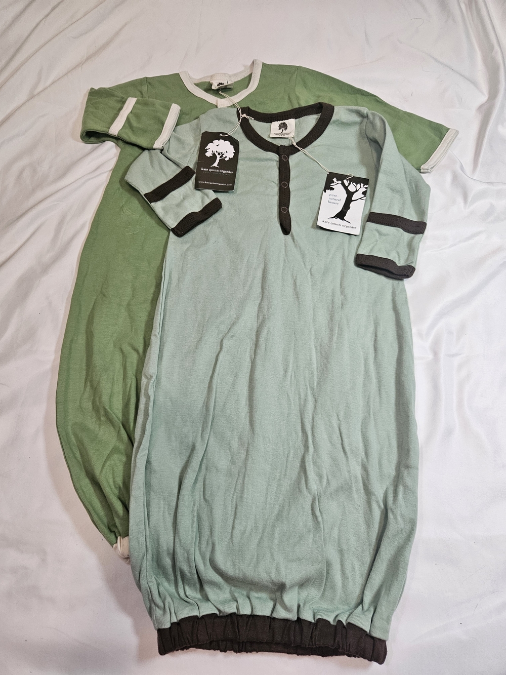 kate quinn Sage and Mint Green Cotton Kids Sleep Sacks with Dark Trim - Set Of 2
